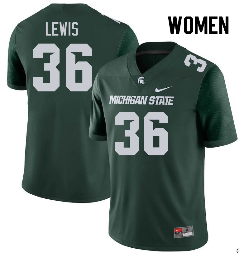 Women #36 Brandon Lewis Michigan State Spartans College Football Jerseys Stitched Sale-Green